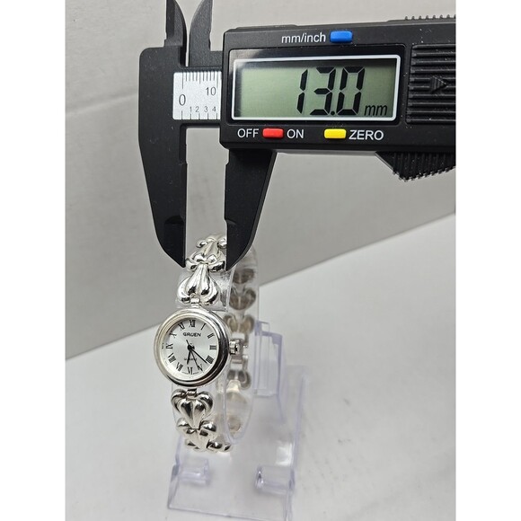 Vintage Gruen 925 Sterling Silver Heart Bracelet Quartz Watch Womens New Battery - Picture 6 of 11